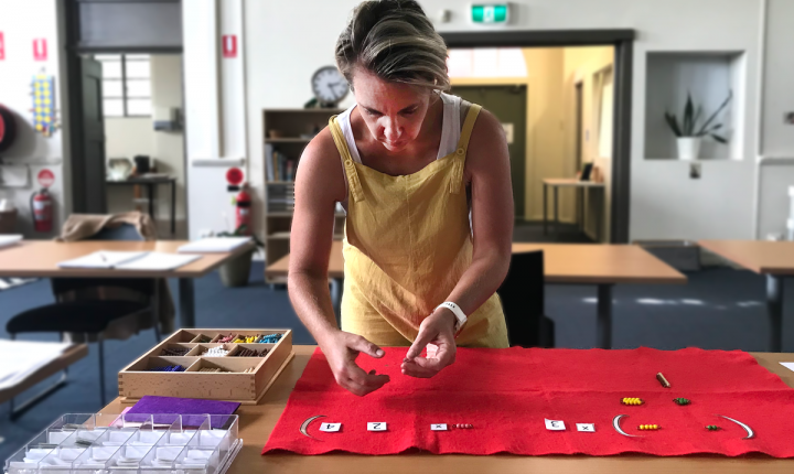 SMTC Montessori 6-12 Diploma student during a practice session January 2022